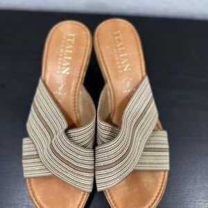 Italian Shoemakers Brown Striped Mules